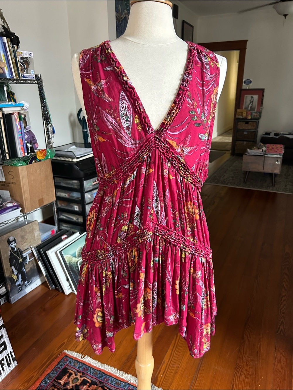 Free People "Purple Haze" Tunic Smocked V-Neck Tunic